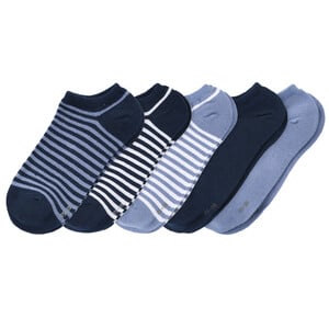 5 Paar Damen Sneaker-Socken im Set DUNKELBLAU / TAUBENBLAU / WEISS