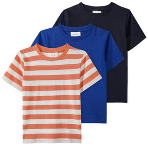 3 Jungen T-Shirts in verschiedenen Dessins ORANGE / DUNKELBLAU / KÖNIGSBLAU