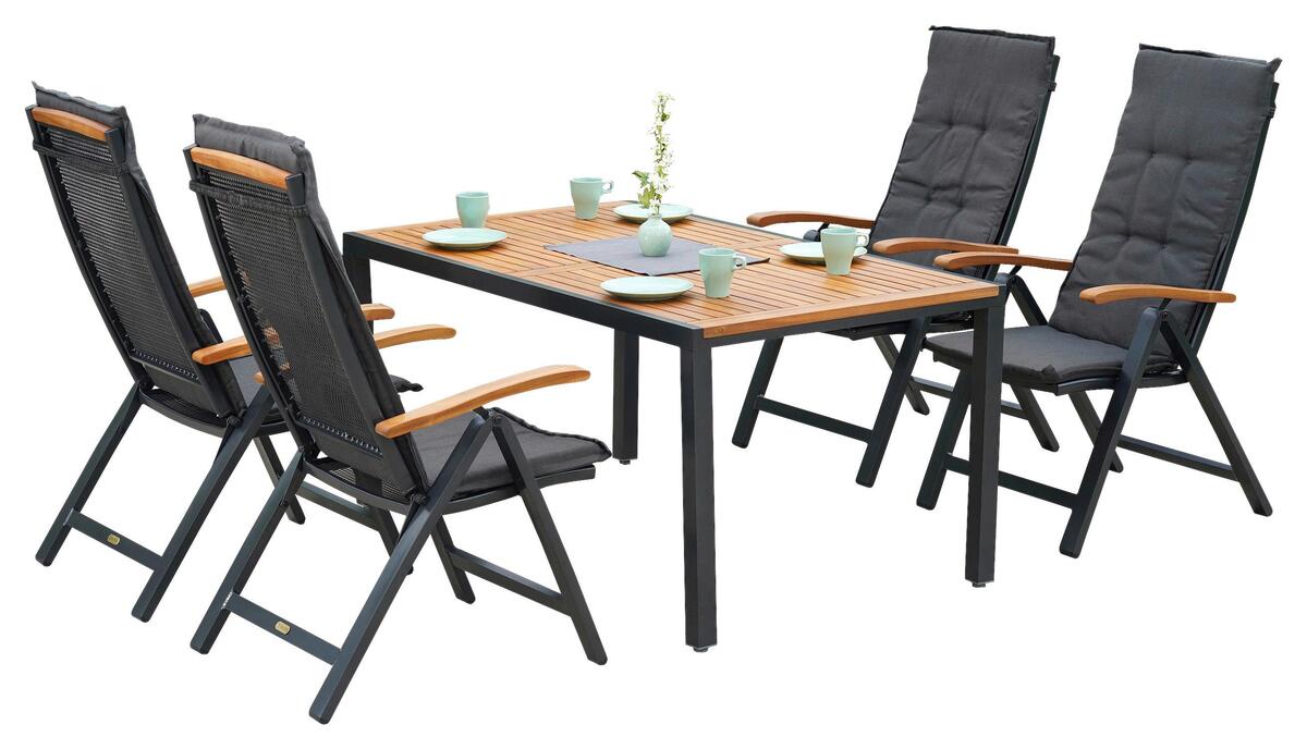 Bild 1 von GARTENGARNITUR TILOS SET 5TLG., Graphitfarben, Naturfarben