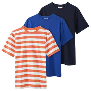 3 Jungen T-Shirts in verschiedenen Dessins ORANGE / DUNKELBLAU / KÖNIGSBLAU