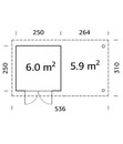 Bild 2 von Palmako Gartenhaus Lara, inkl. Seitendach, ca. B536/H221/T311 cm