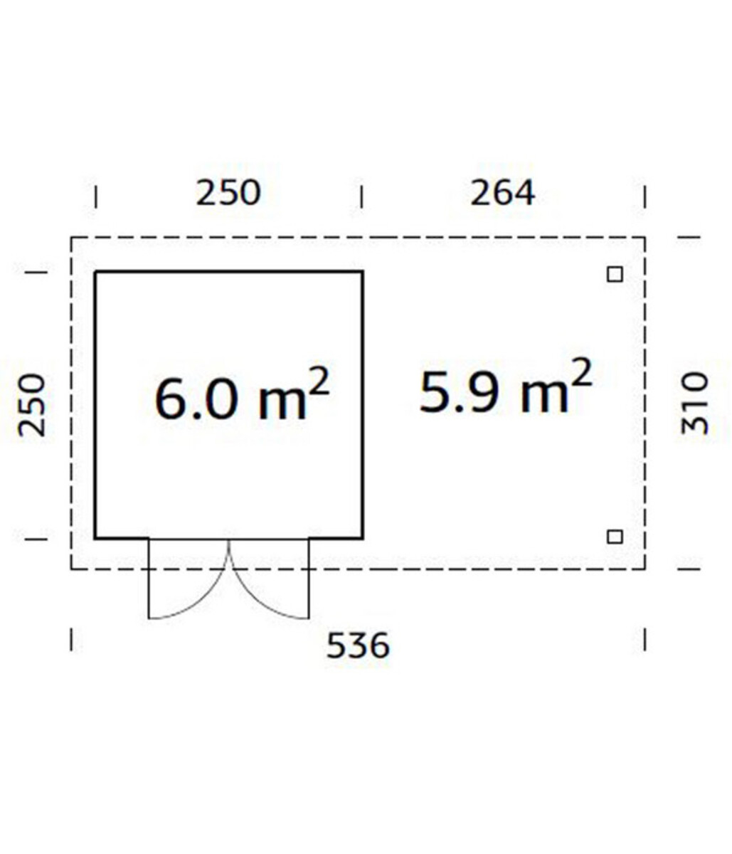 Bild 2 von Palmako Gartenhaus Lara, inkl. Seitendach, ca. B536/H221/T311 cm