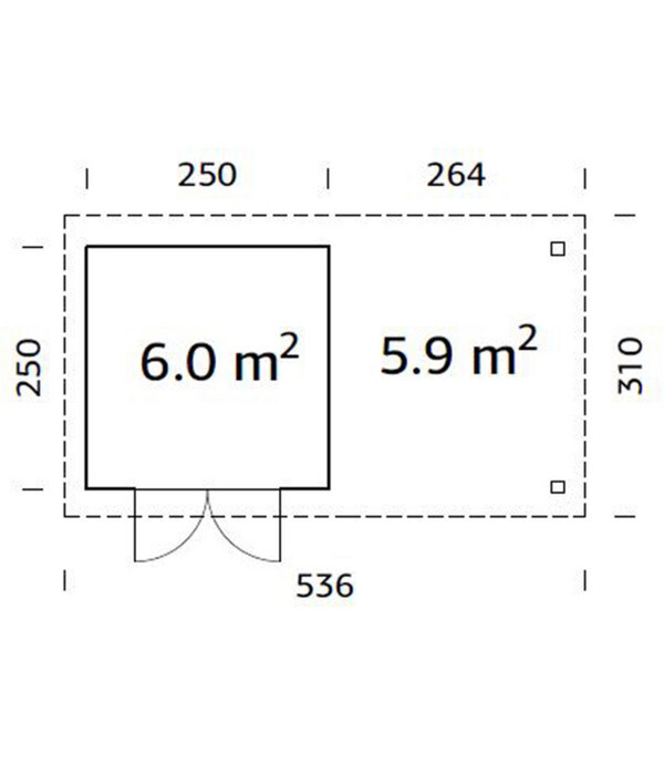 Bild 2 von Palmako Gartenhaus Lara, inkl. Seitendach, ca. B536/H221/T311 cm