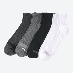 Herren-Sport-Sneaker-Socken mit Rippen-Optik, 4er-Pack, White