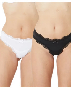 Strings mit Spitze, 2er-Pack, Janina, schwarz/weiß