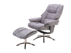 Relaxsessel mit Hocker grau Microfaserbezug - FREYA