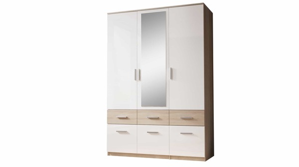 Bild 1 von Kleiderschrank Spiegel Sonoma Eiche - weiß - 135 cm - BOX