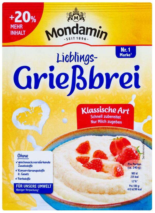 Bild 1 von MONDAMIN Grießbrei, 107-g-Beutel