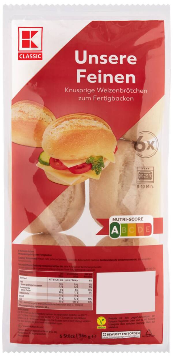 Bild 1 von K-CLASSIC Unsere Feinen Weizenbrötchen, 6 St. = 360-g-Packg.