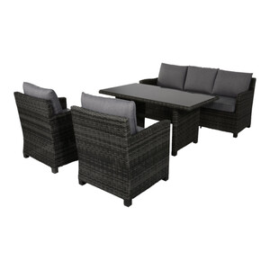 Lounge-Set Dining Jive Rock 4-teilig, 5-Sitzer mit Tisch und Sofas