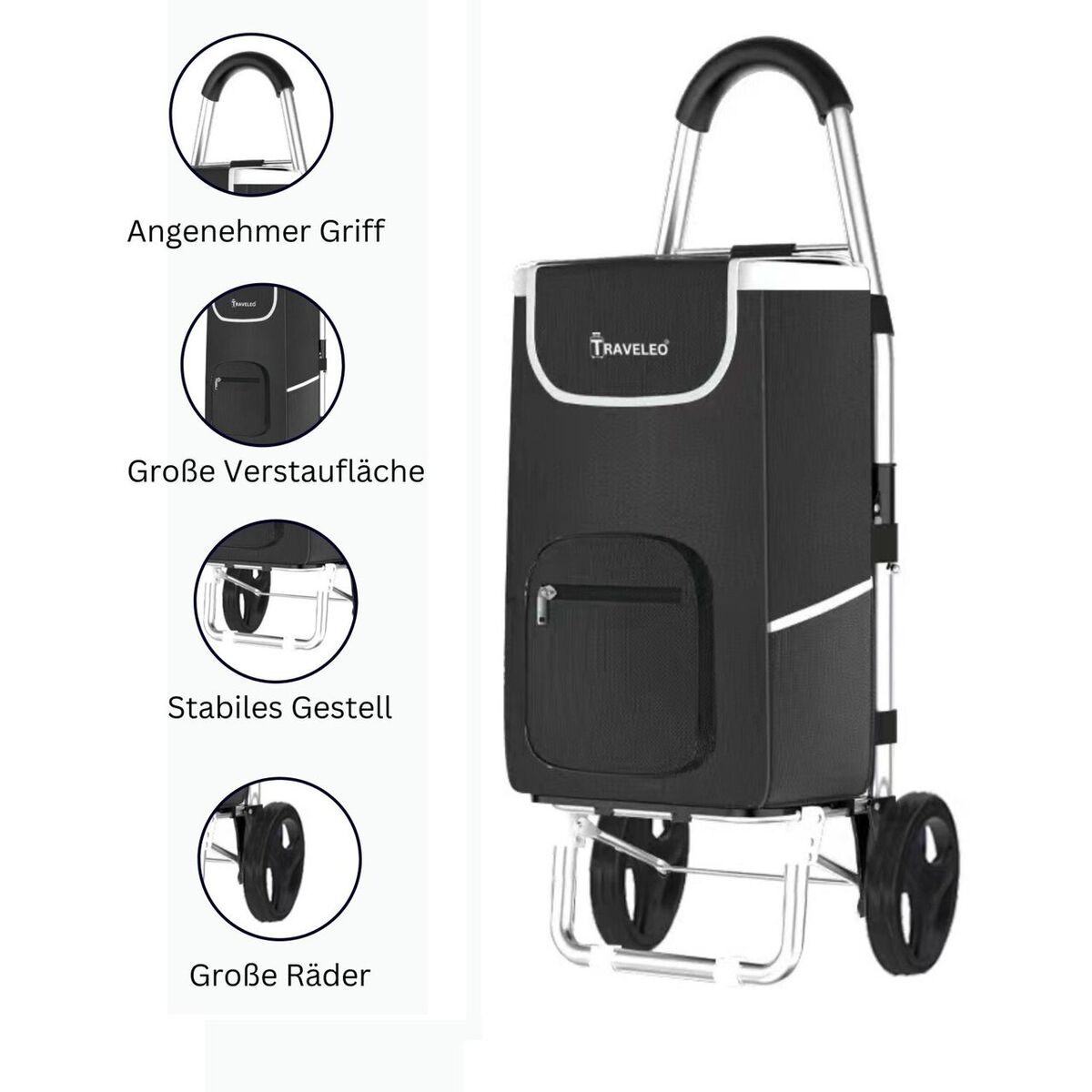 Bild 2 von 48 L Einkauf Trolley Einkaufswagen Shopping Trolley Tasche Aluminium Stabil