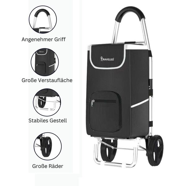 Bild 2 von 48 L Einkauf Trolley Einkaufswagen Shopping Trolley Tasche Aluminium Stabil