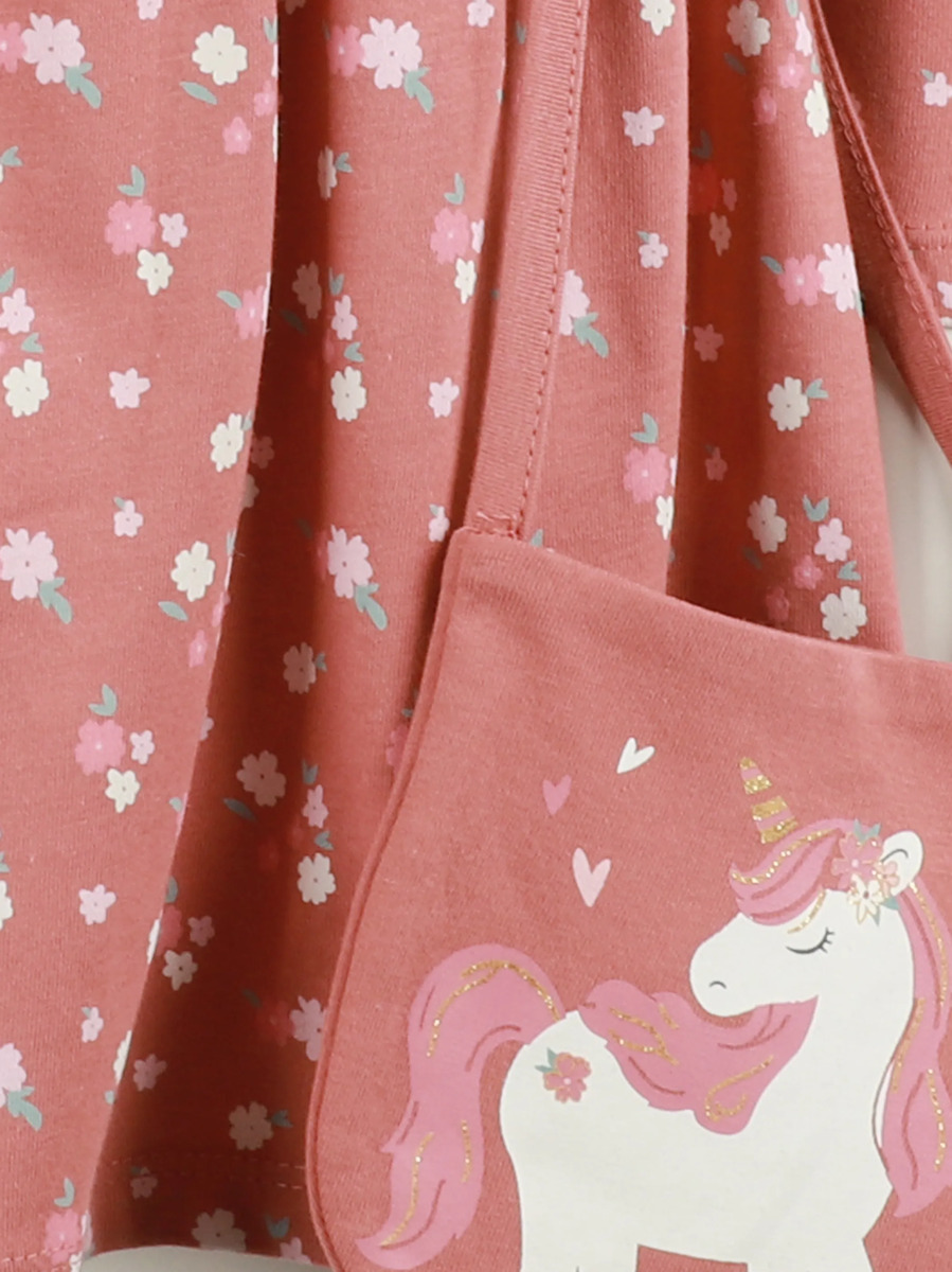 Bild 3 von Mädchen Kleid mit Blumen Alloverprint Rosa