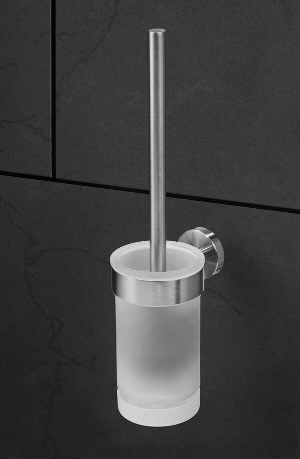 Bild 4 von AMARE Luxus Silikon WC-Bürste belüftet mit Wandhalterung Edelstahl/Glas, 37,5 x 11,5 x 9 cm