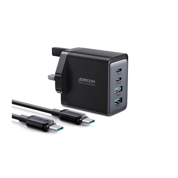 Bild 1 von PD USB-C USB-A 67W GaN-Wandladegerät (UK) + USB-C-Kabel – Schwarz