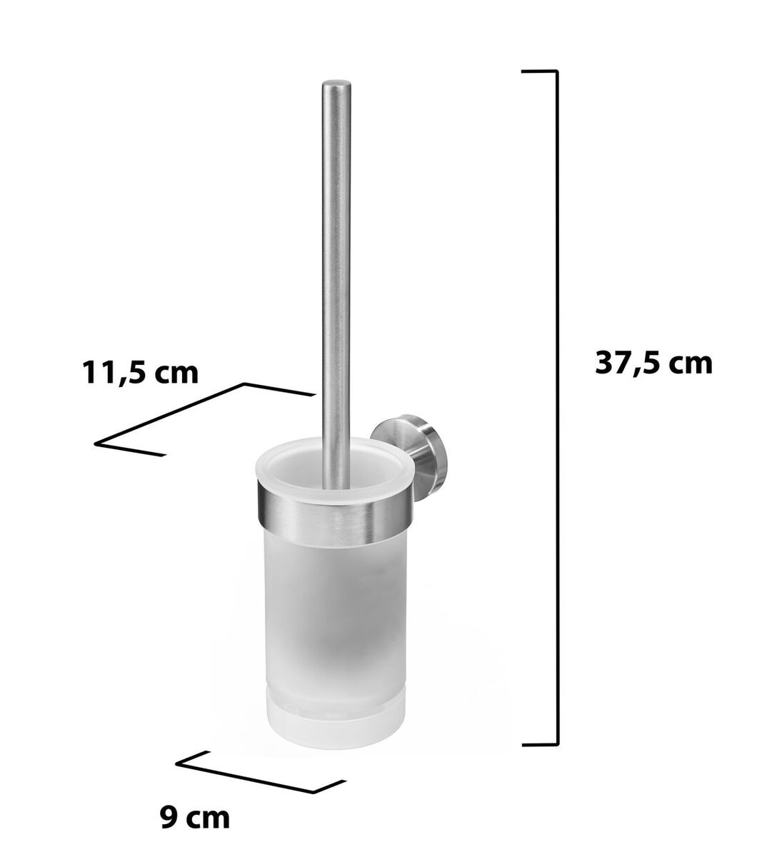Bild 2 von AMARE Luxus Silikon WC-Bürste belüftet mit Wandhalterung Edelstahl/Glas, 37,5 x 11,5 x 9 cm