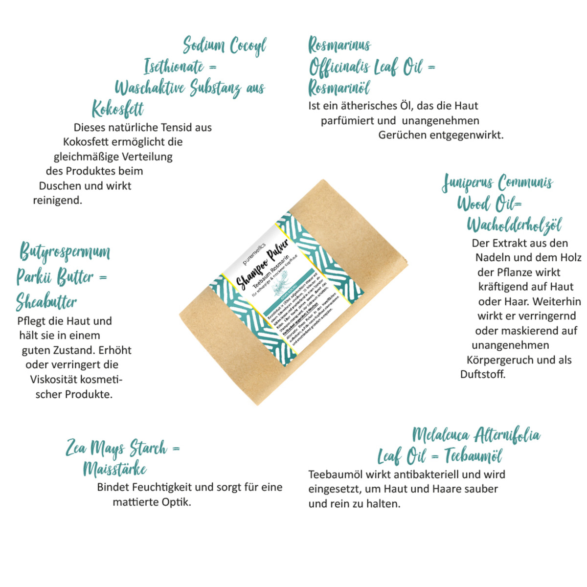 Bild 3 von puremetics Shampoo Pulver Teebaum Rosmarin, 50 g