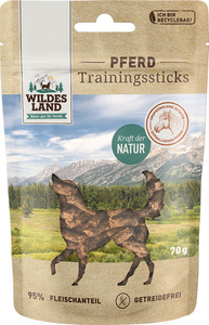 Wildes Land Hundesnack Trainingssticks Pferd, 70 g