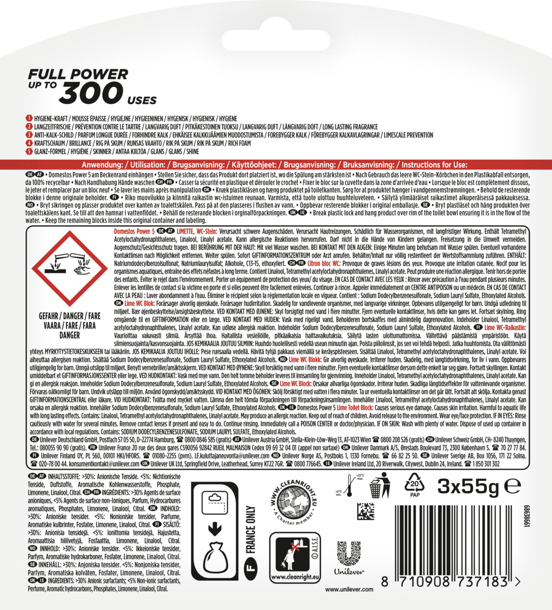 Bild 2 von Domestos Power 5 WC-Stein Limette Megapack, 165 g