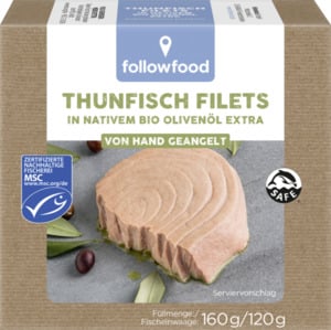 followfood MSC Thunfisch Filets in nativem Bio Olivenöl extra, 160 g