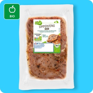 GUT BIO Bio-Sommersteaks, In Bio-Pfeffer-Marinade oder in Bio-Tomaten-Paprika-Marinade