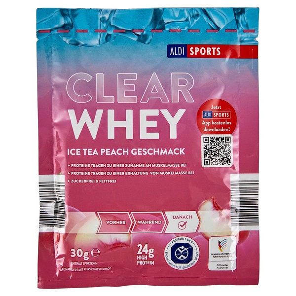 Bild 1 von ALDI SPORTS Clear Whey Powder Ice Tea Peach 30 g