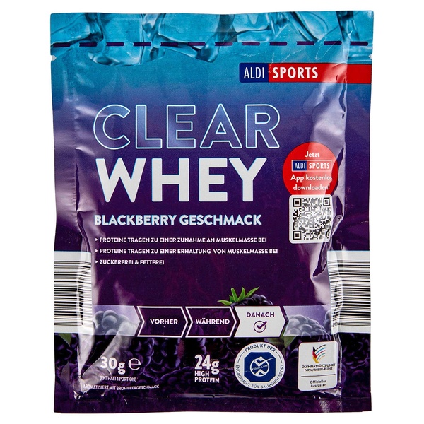 Bild 1 von ALDI SPORTS Clear Whey Powder Blackberry 30 g