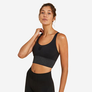 Bustier Damen lang dynamisches Yoga - schwarz