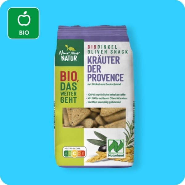 Bild 1 von NUR NUR NATUR Bio-Dinkel-Oliven-Snack, versch. Sorten