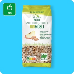 NUR NUR NATUR Bio-Müsli, Dinkel-Nuss-Crunchy oder Apfel-Mandel-Urkorn