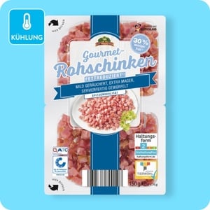 GUT DREI EICHEN Schinkenwürfel, Rohschinken fettreduziert (30 % weniger Fett als ein vergleichbares Standardprodukt)