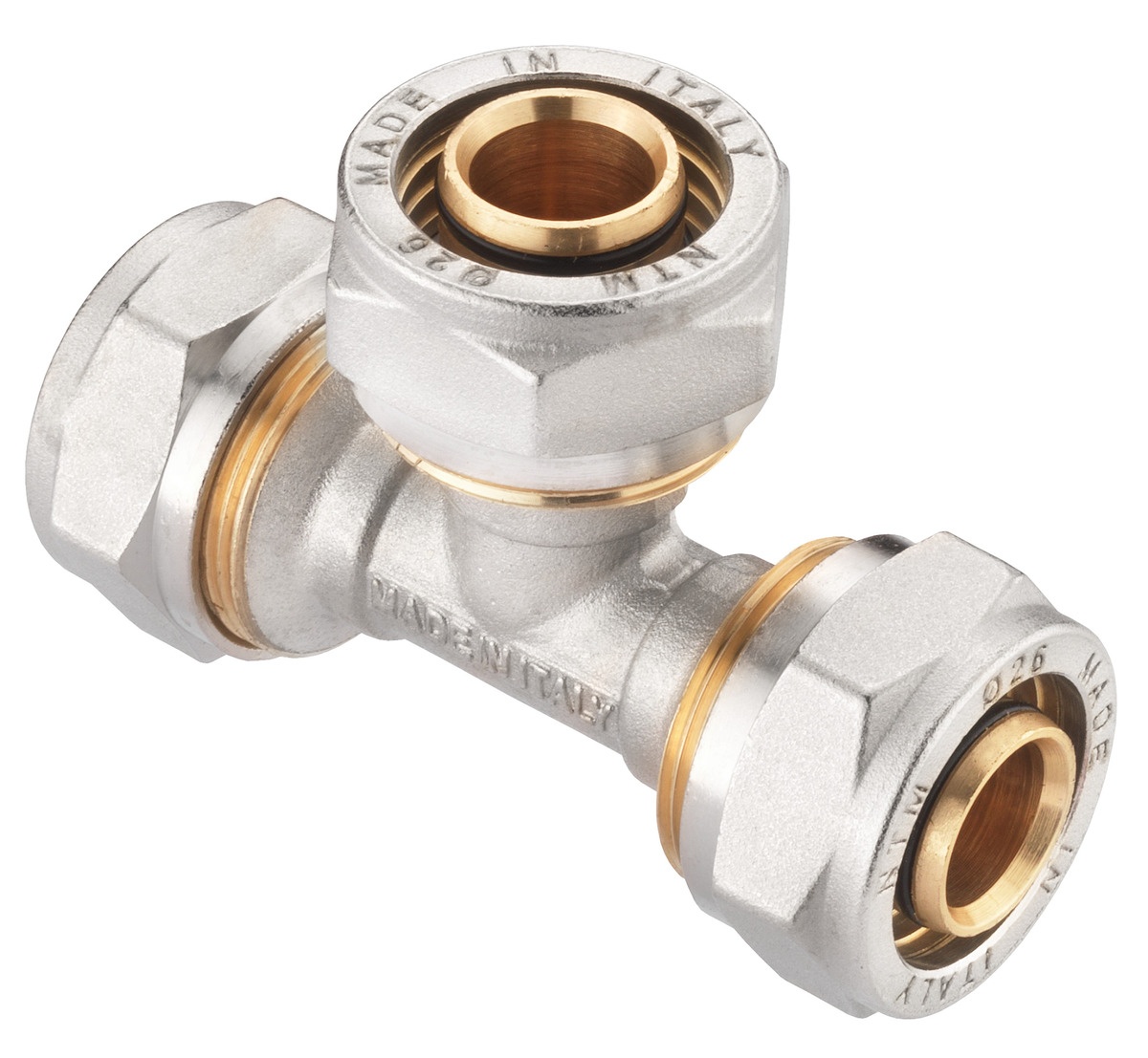 Bild 1 von Cornat Schraub-T-Stück komplett ø 26 mm Messing vernickelt