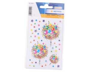 Herma Magic-Sticker Blumen und Sterne mit Glitzersteinchen 1 Blatt