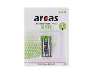 Arcas Batterien Ni-MH Akku HR03 Micro 600 mAh 2er