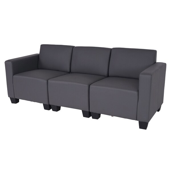 Bild 1 von Modular 3-Sitzer Sofa Couch Moncalieri, Kunstleder ~ dunkelgrau