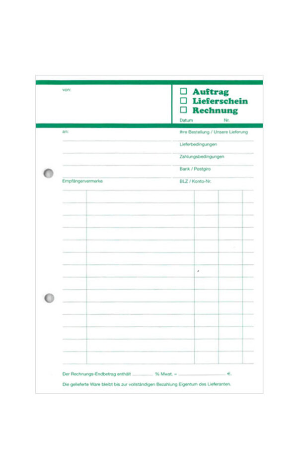 Avery Zweckform Rechnungsformular 1730 – A5, 2x 40 Blatt, Selbstdurchschreibend – Made In Germany