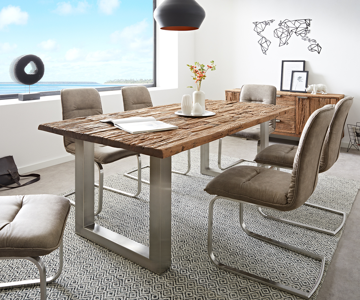 Bild 1 von Esstisch Reclaimed 200x100 cm Vintage-Optik Edelstahl breit