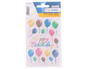 Herma Sticker Bunte Luftballons beglimmert 16 Sticker auf 1 Blatt