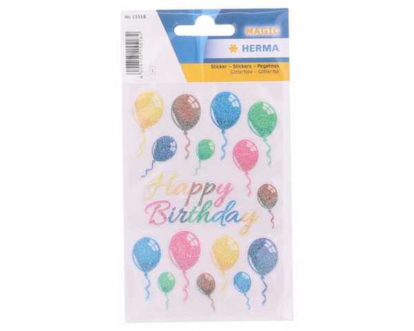 Bild 1 von Herma Sticker Bunte Luftballons beglimmert 16 Sticker auf 1 Blatt