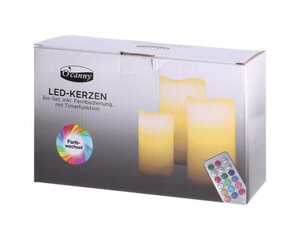 O’canny LED Kerzen-Set mit Timer und Farbwechsel inkl. Fernbedienung 3er