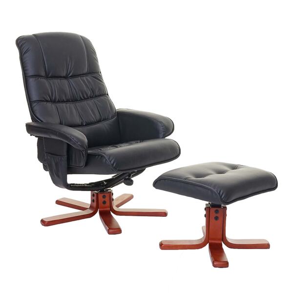 Bild 1 von Relaxsessel MCW-E30, Fernsehsessel Liegesessel TV-Sessel mit Hocker ~ Kunstleder schwarz
