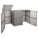 Bild 1 von 3er-Mülltonnenverkleidung MCW-E25, Mülltonnenbox Mülltonnenabdeckung, Poly-Rattan 3x120l ~ grau