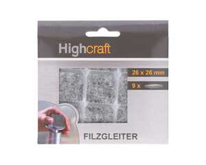 Filzgleiter Set 9er, grau, ca. 2,6x2,6cm