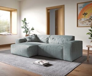 Ecksofa Sirpio XL 270x170 cm Cord Pastellblau Recamiere variabel