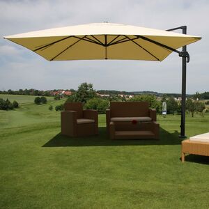 Gastronomie-Ampelschirm MCW-A96, 3x4m (Ø5m) Polyester Alu/Stahl 26kg ~ creme ohne Ständer, drehbar