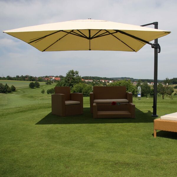 Bild 1 von Gastronomie-Ampelschirm MCW-A96, 3x4m (Ø5m) Polyester Alu/Stahl 26kg ~ creme ohne Ständer, drehbar