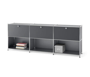 Sideboard Metall »CN3« mit 3 versetzbaren Klappenfächern, grau