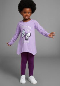 KIDSWORLD Longshirt & Leggings für kleine Mädchen (Set, 2-tlg) mit Glitzerdetails