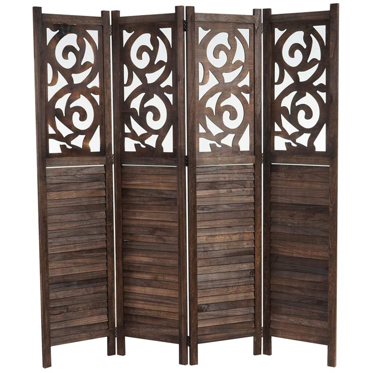Bild 1 von Paravent Izmir, Raumteiler Trennwand Sichtschutz, Ornamente ~ 170x161x2cm, braun