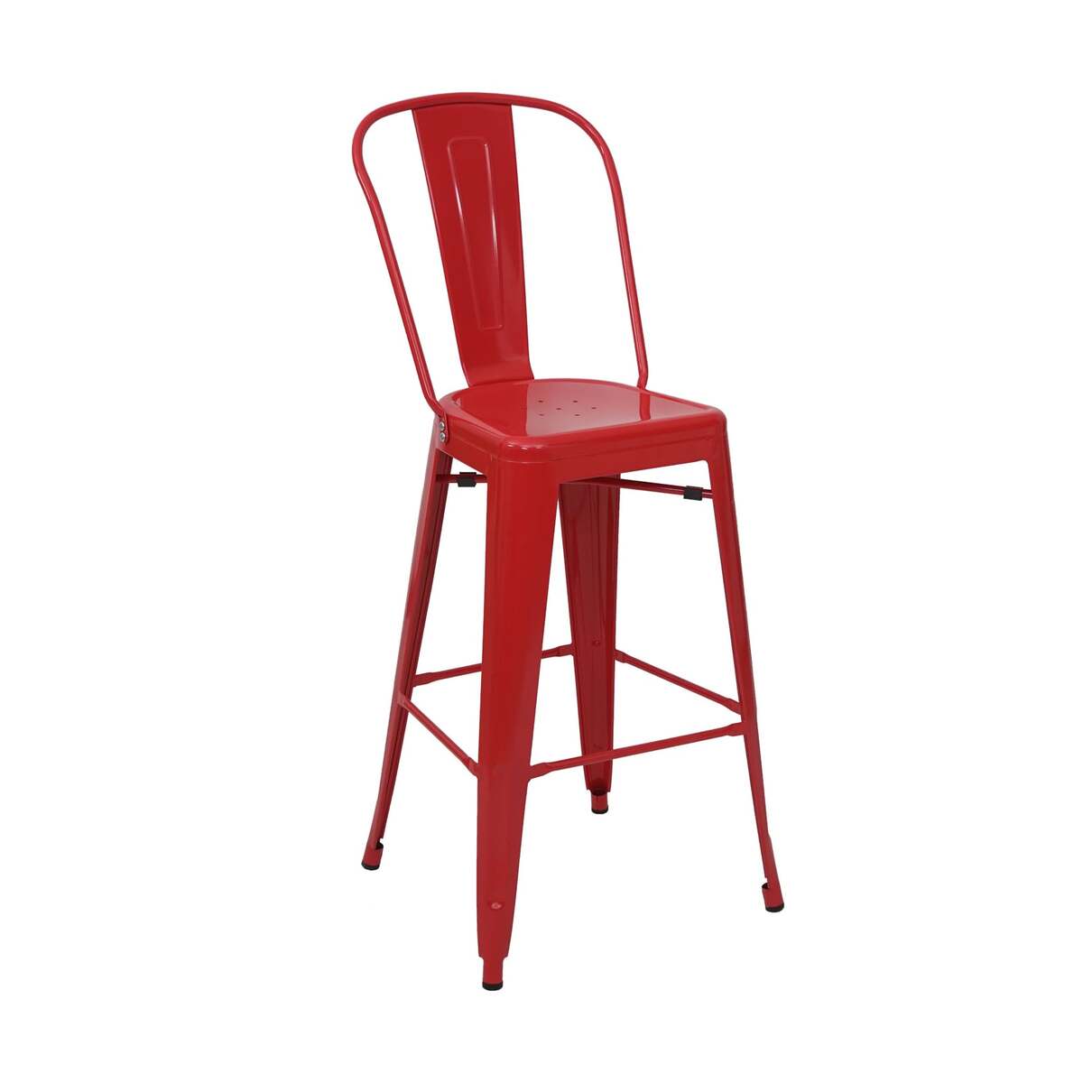 Bild 1 von Barhocker MCW-A73, Barstuhl Tresenhocker mit Lehne, Metall Industriedesign ~ rot